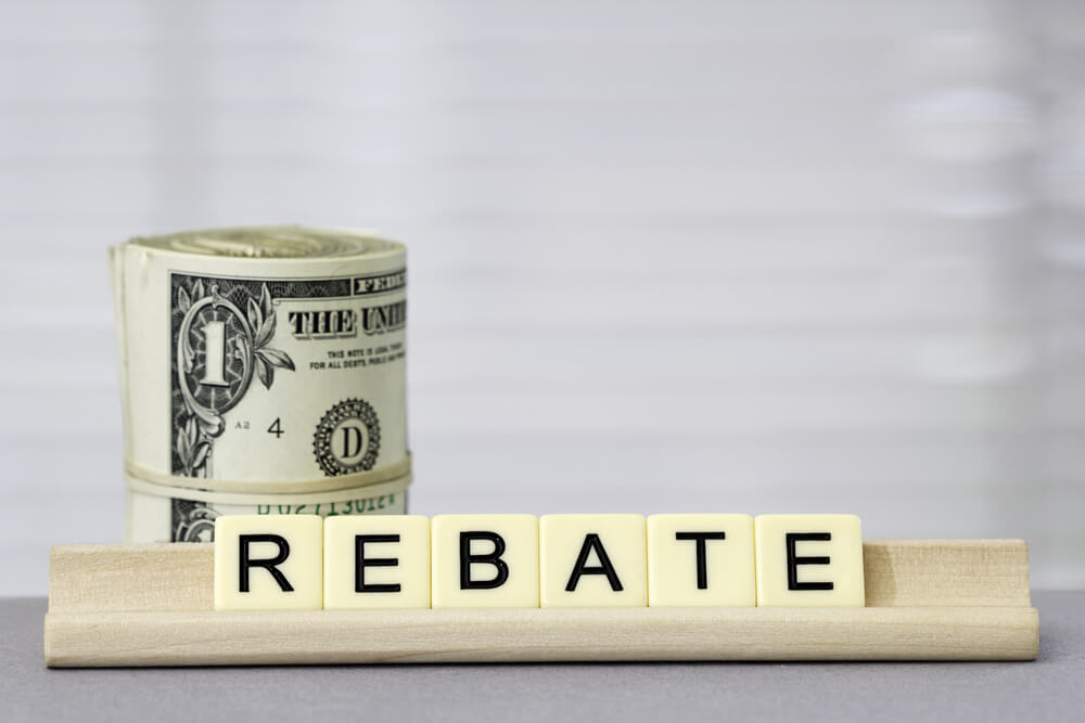 Word Rebate With Dollars in Background